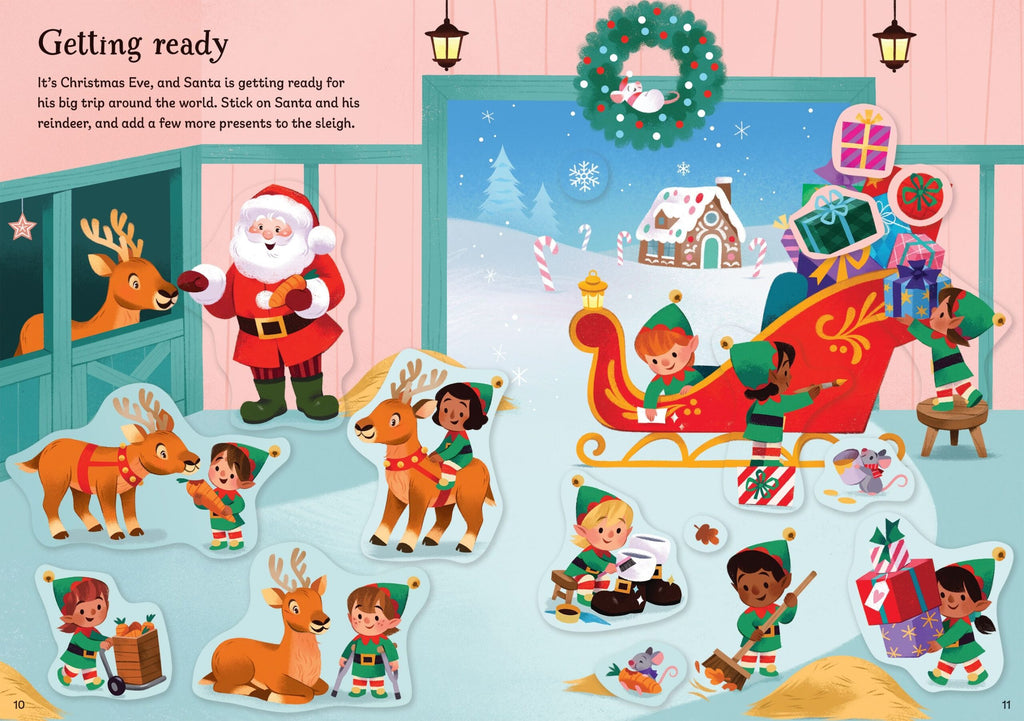 Usborne – Sparkly Santa Sticker Book – Carte cu stickere pentru copii 3+ ani – carte pentru copii Usborne, detalii conținut cu abțibilduri