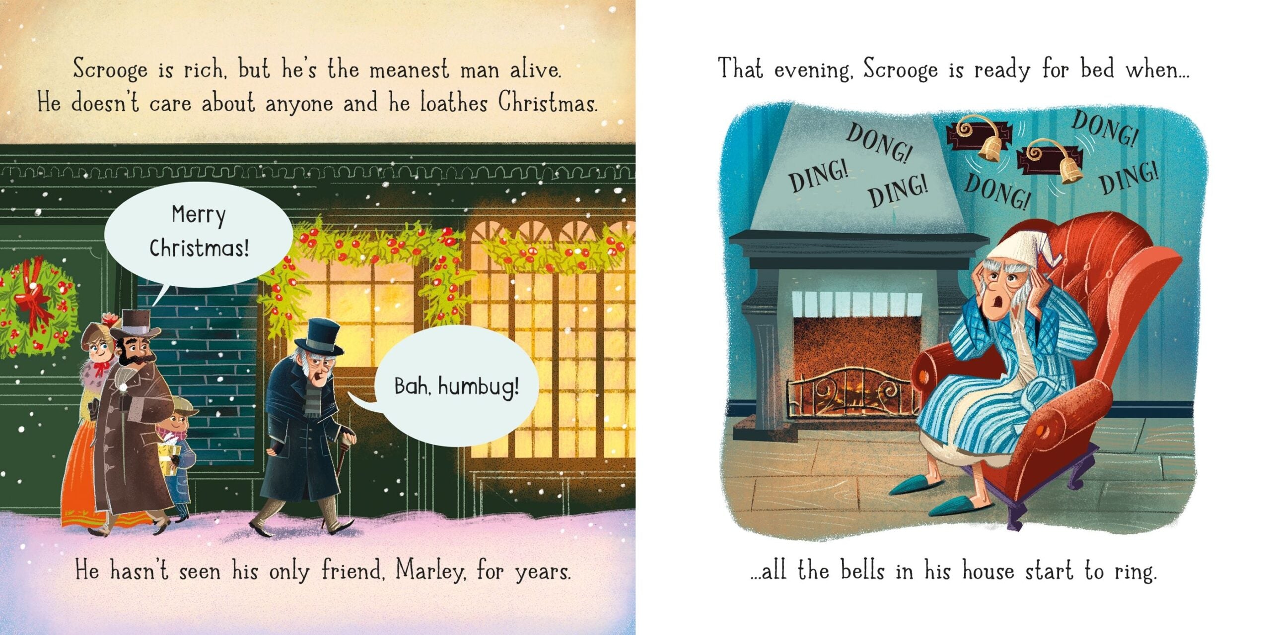 Usborne – Little Board Books: A Christmas Carol – Carte pentru copii 18+ luni – carte pentru copii Usborne, pagini interior ilustrate