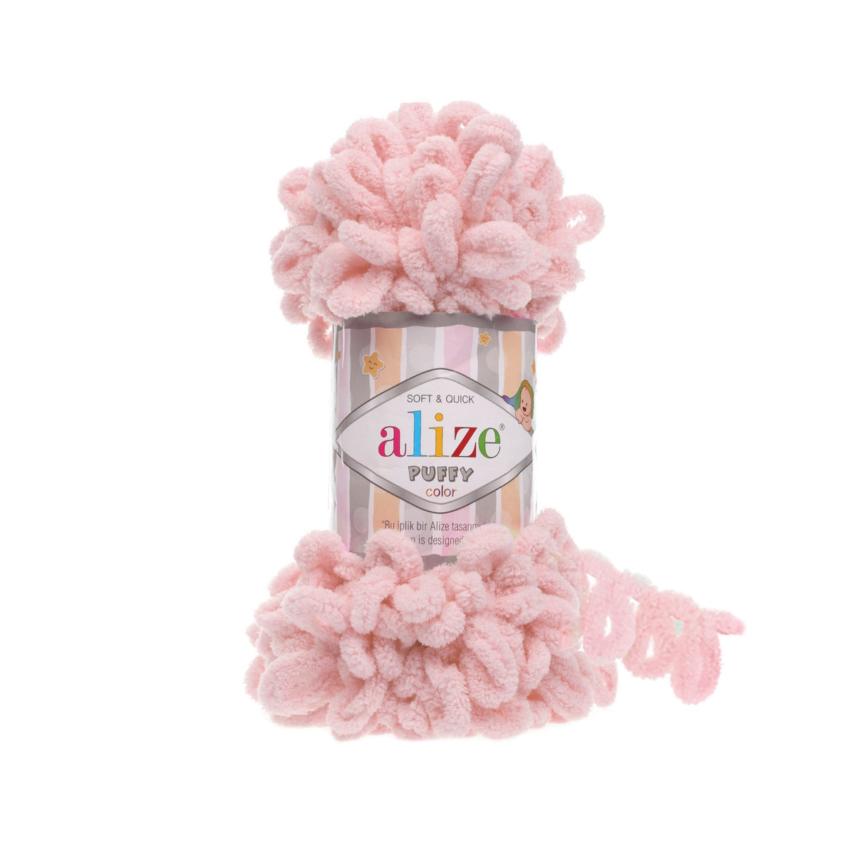 Ghem Alize Puffy 161, roz pudrat, fir cu bucle de 100 g