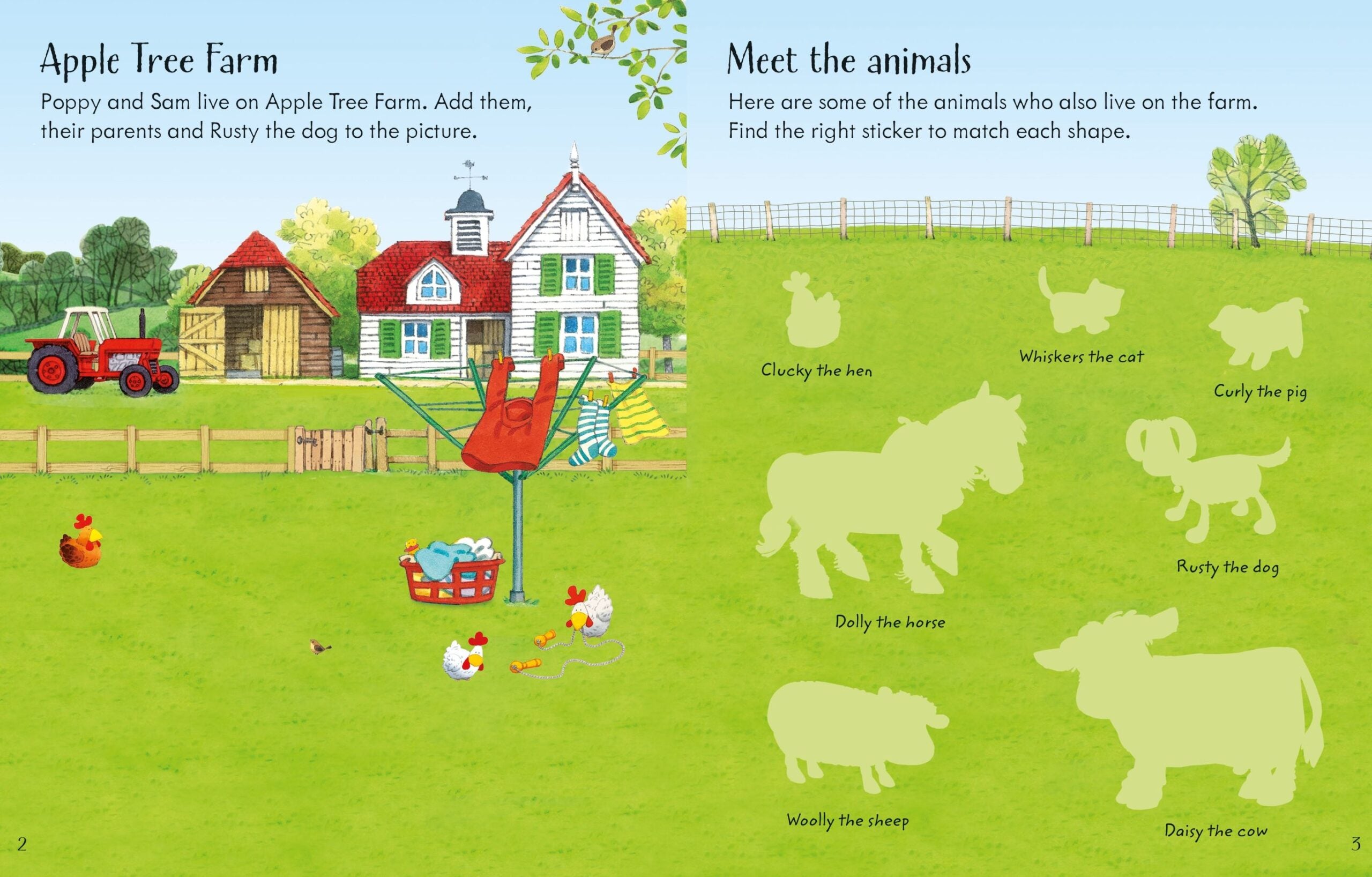 Usborne – Poppy and Sam's Animals Sticker Book – Carte cu stickere pentru copii 3+ ani – carte pentru copii Usborne, preview pagini
