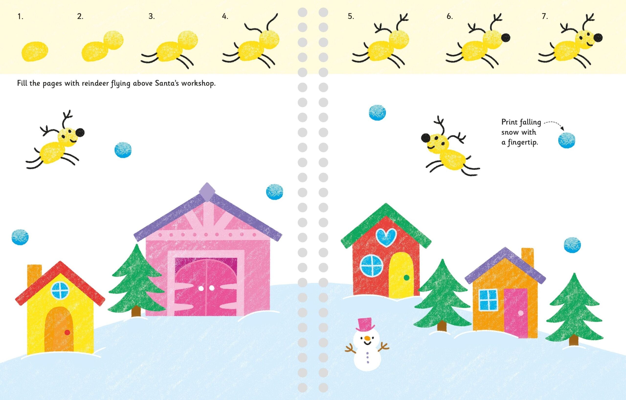 Usborne – Fingerprint Activities Santa's Workshop – Carte pentru copii 6+ ani – carte pentru copii Usborne, detalii conținut