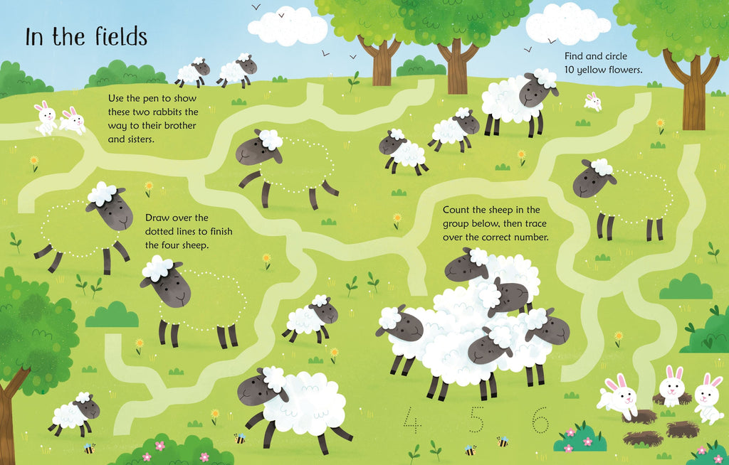 Usborne – Wipe-Clean Easter Activities – Carte de activități (refolosibilă) pentru copii 3+ ani – carte pentru copii Usborne, pagini interior ilustrate