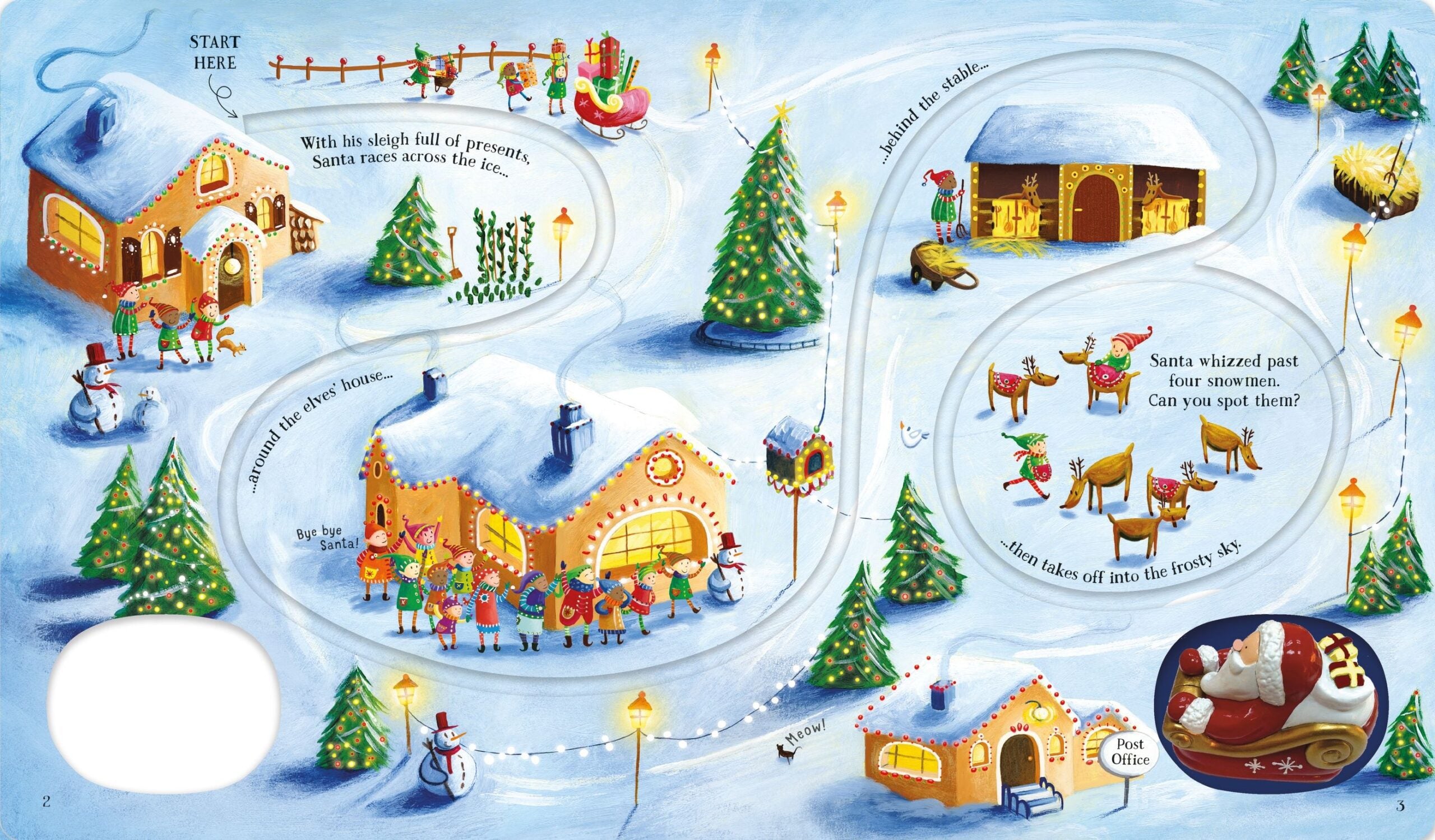 Usborne – Wind-Up Santa's Sleigh – Carte pentru copii 3+ ani – carte pentru copii Usborne, detalii conținut