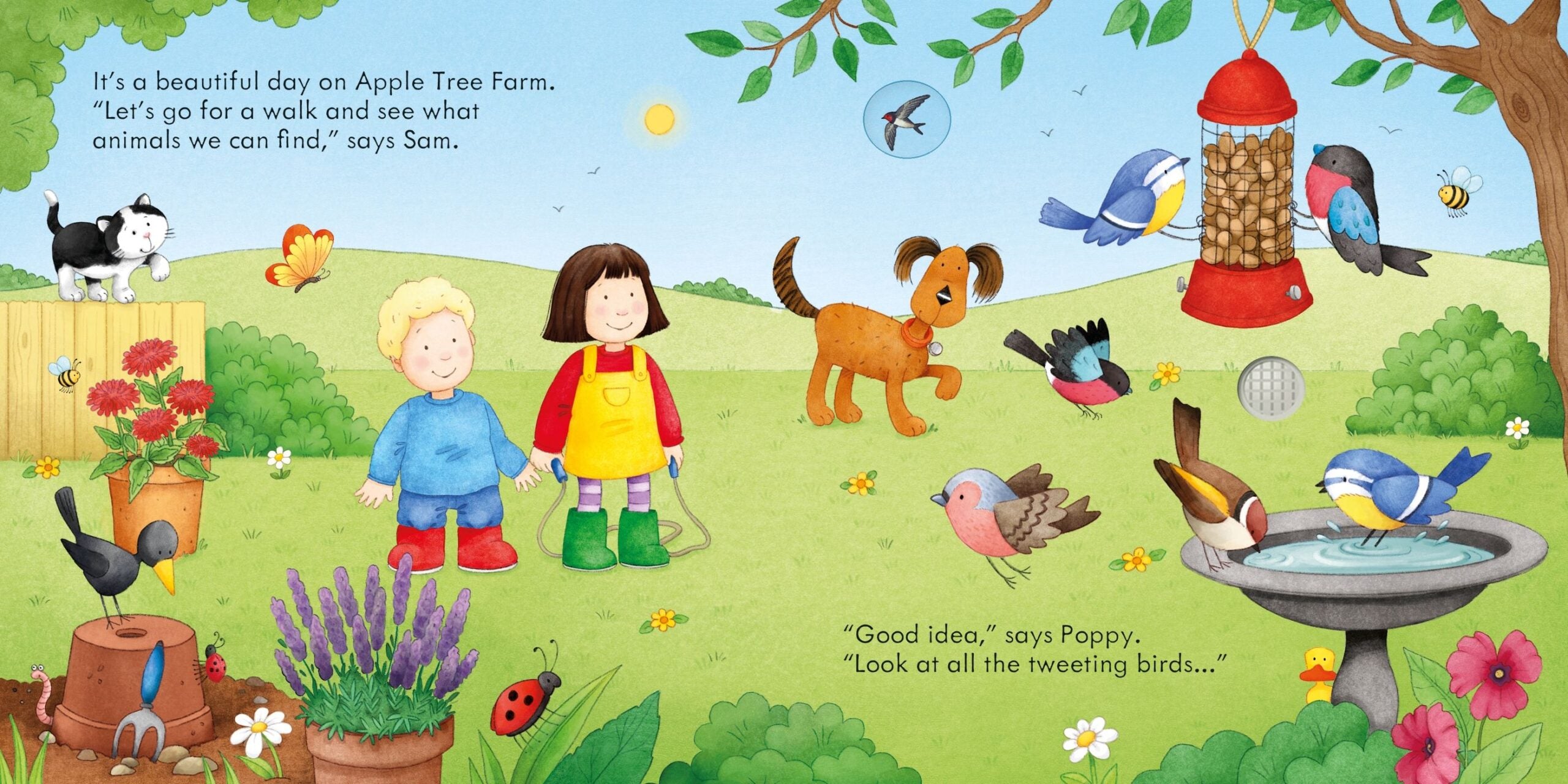 Usborne – Poppy and Sam's Nature Sounds – Carte cu sunete pentru copii 6+ luni – carte pentru copii Usborne, pagini interior ilustrate