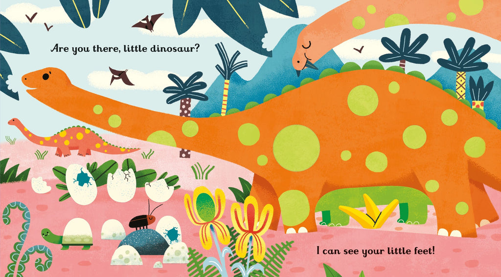 Usborne – Are You There Little Dinosaur? – Carte pentru copii 6+ luni – carte pentru copii Usborne, detalii conținut