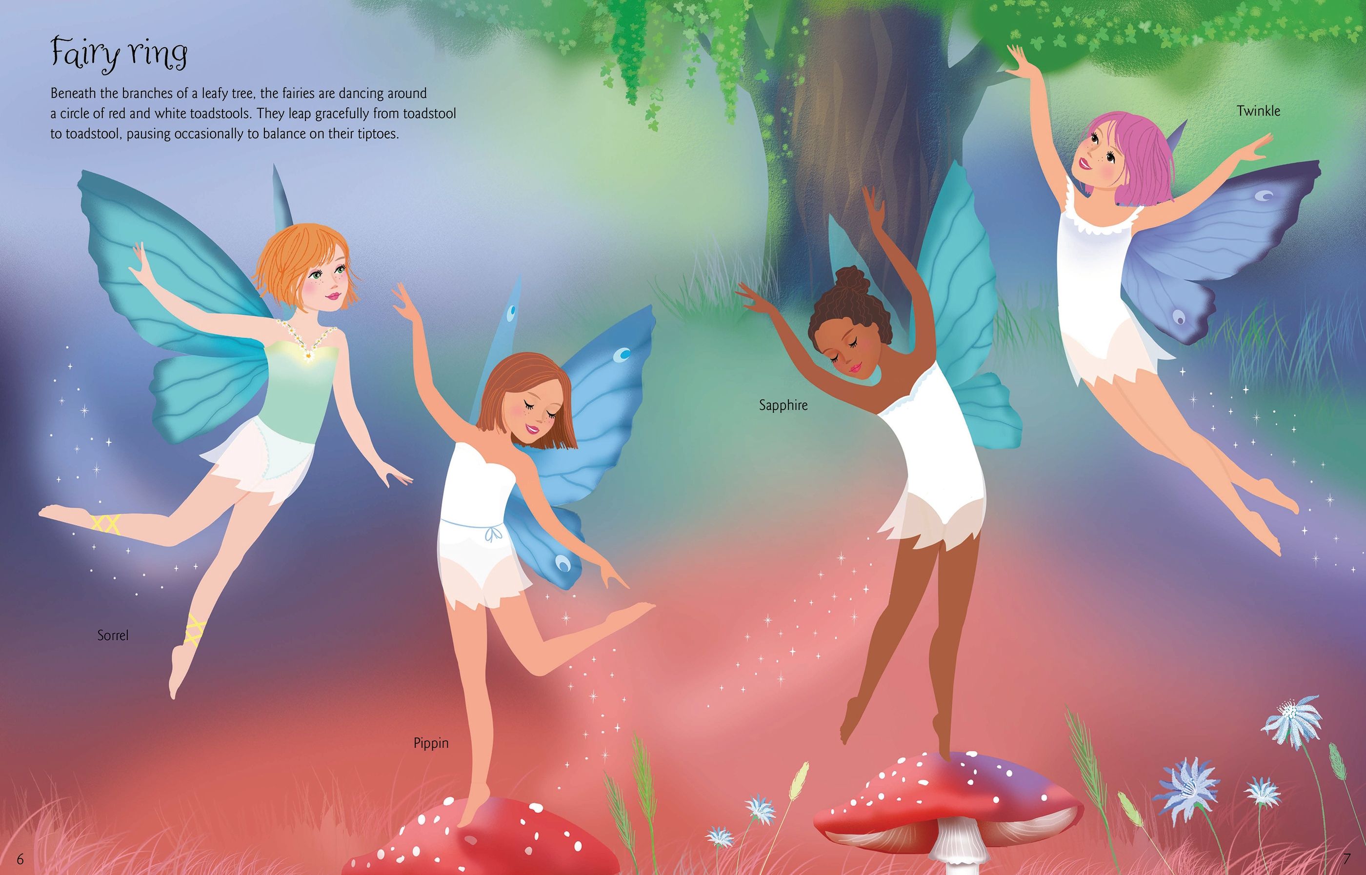 Usborne – Sticker Dolly Dressing Dancing Fairies – Carte cu stickere pentru copii 5+ ani – carte pentru copii Usborne, preview pagini