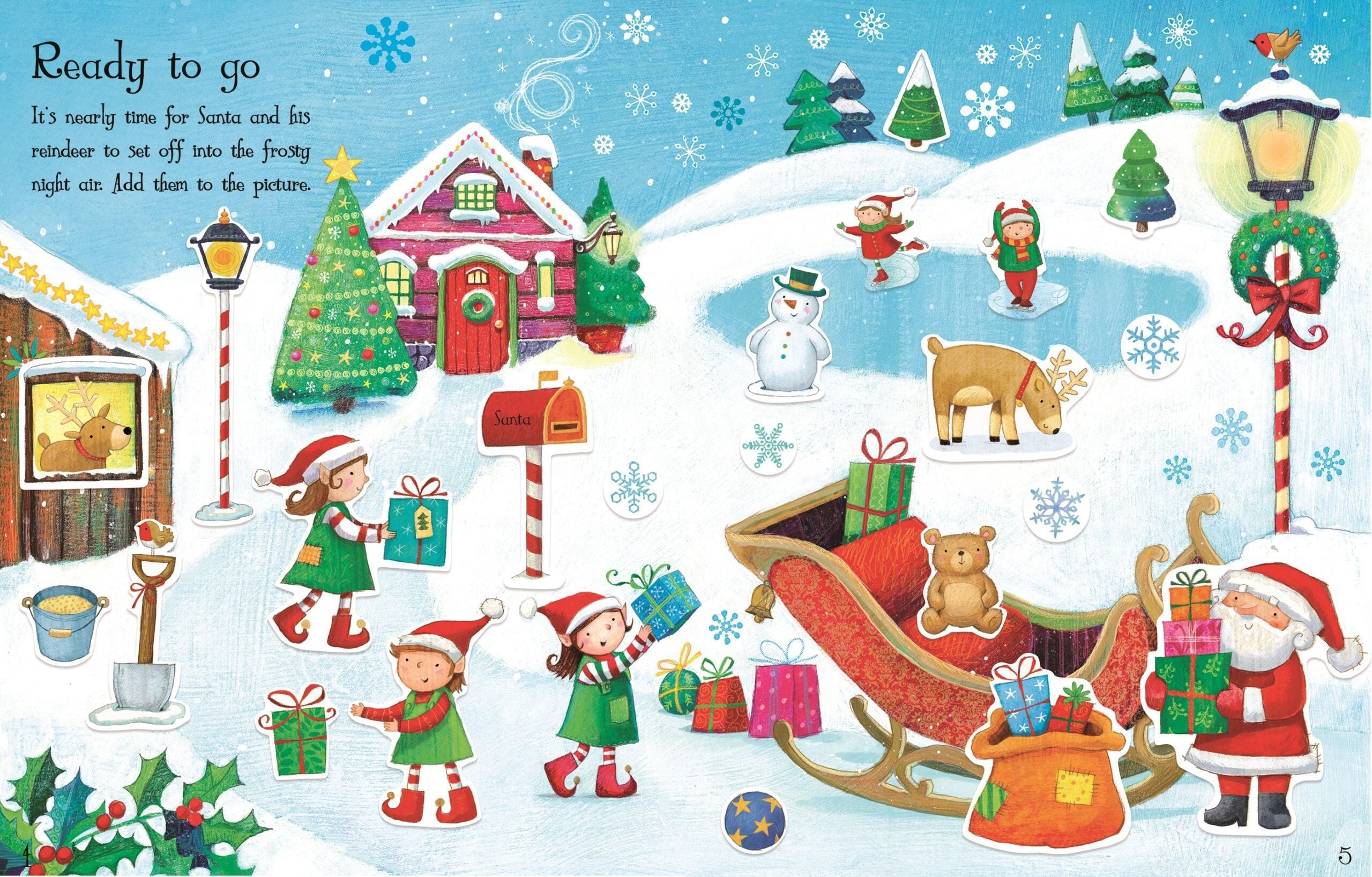 Usborne – First Sticker Book Santa – Carte cu stickere pentru copii 3+ ani – carte pentru copii Usborne, preview pagini