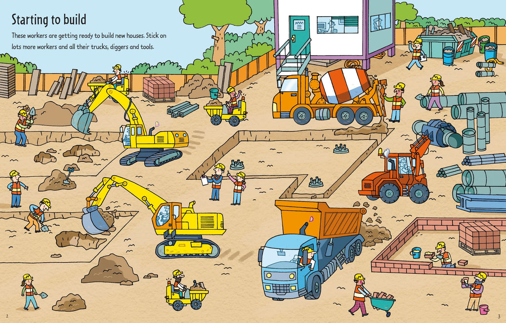 Usborne – First Sticker Book Building Sites – Carte cu stickere pentru copii 3+ ani – carte pentru copii Usborne, preview pagini