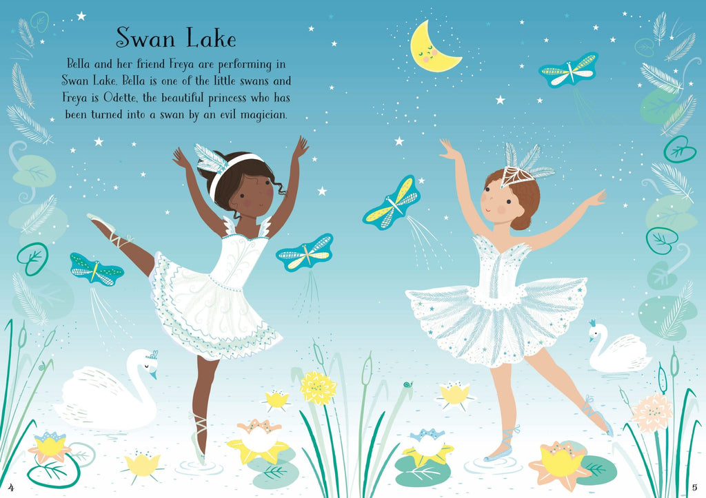 Usborne – Little Sticker Dolly Dressing Ballerina – Carte cu stickere pentru copii 4+ ani – carte pentru copii Usborne, detalii conținut cu abțibilduri