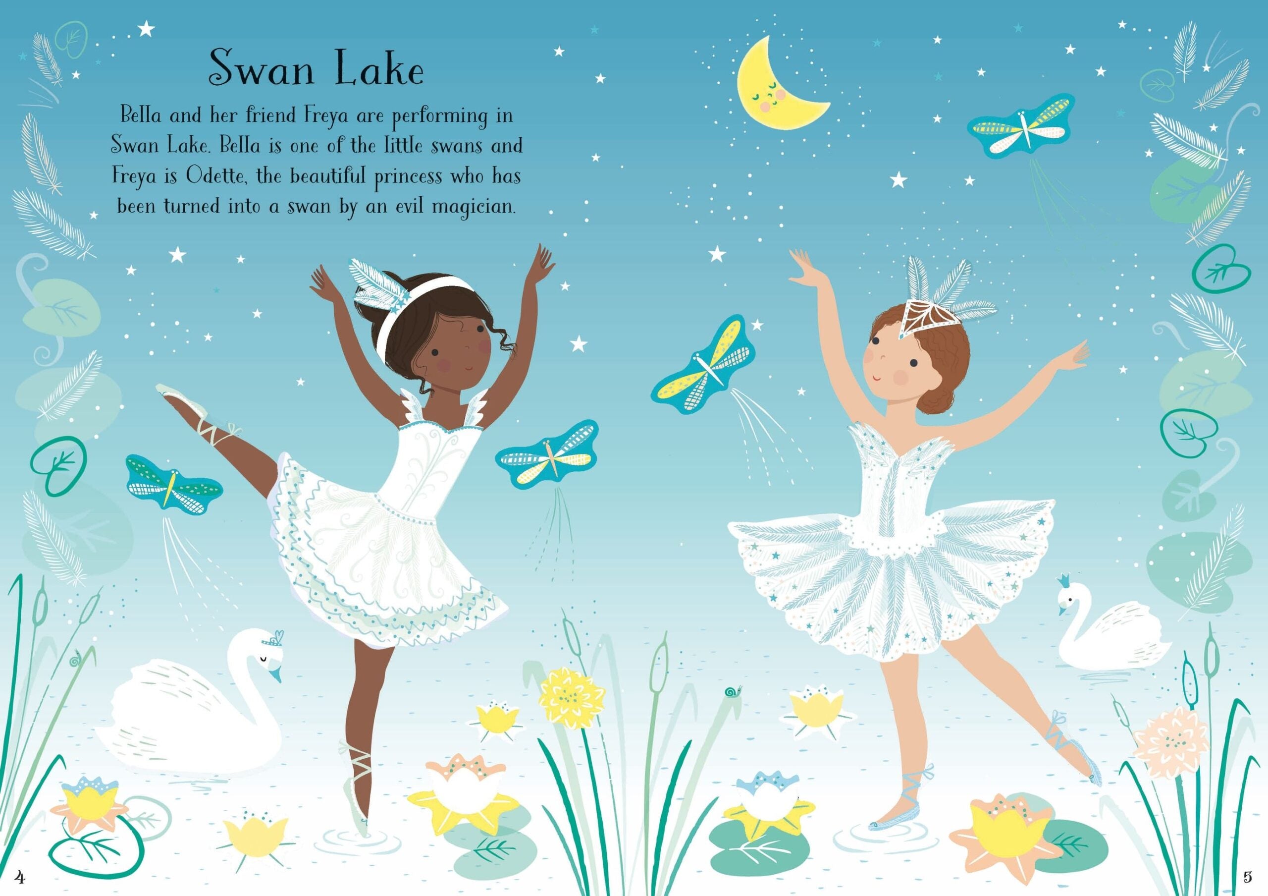 Usborne – Little Sticker Dolly Dressing Ballerina – Carte cu stickere pentru copii 4+ ani – carte pentru copii Usborne, detalii conținut cu abțibilduri