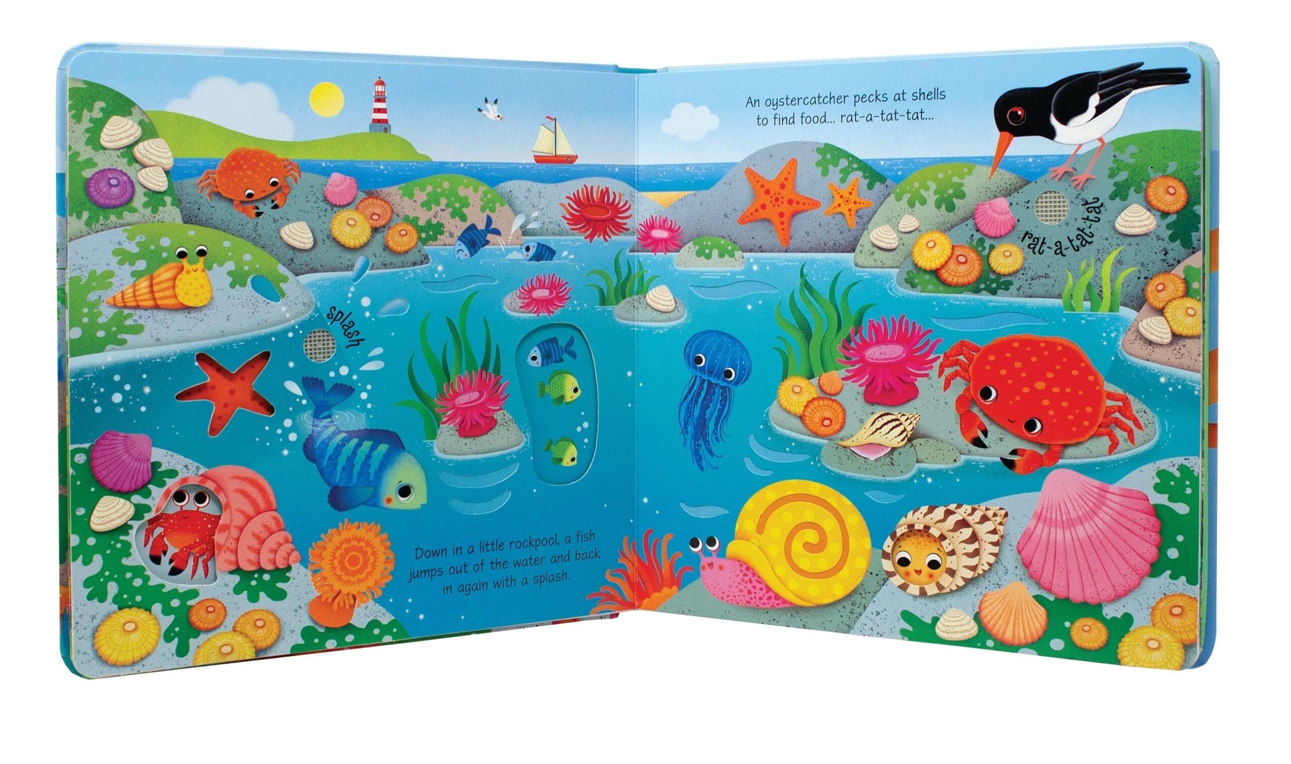 Usborne – Seashore Sounds – Carte cu sunete pentru copii 6+ luni – carte pentru copii Usborne, preview pagini