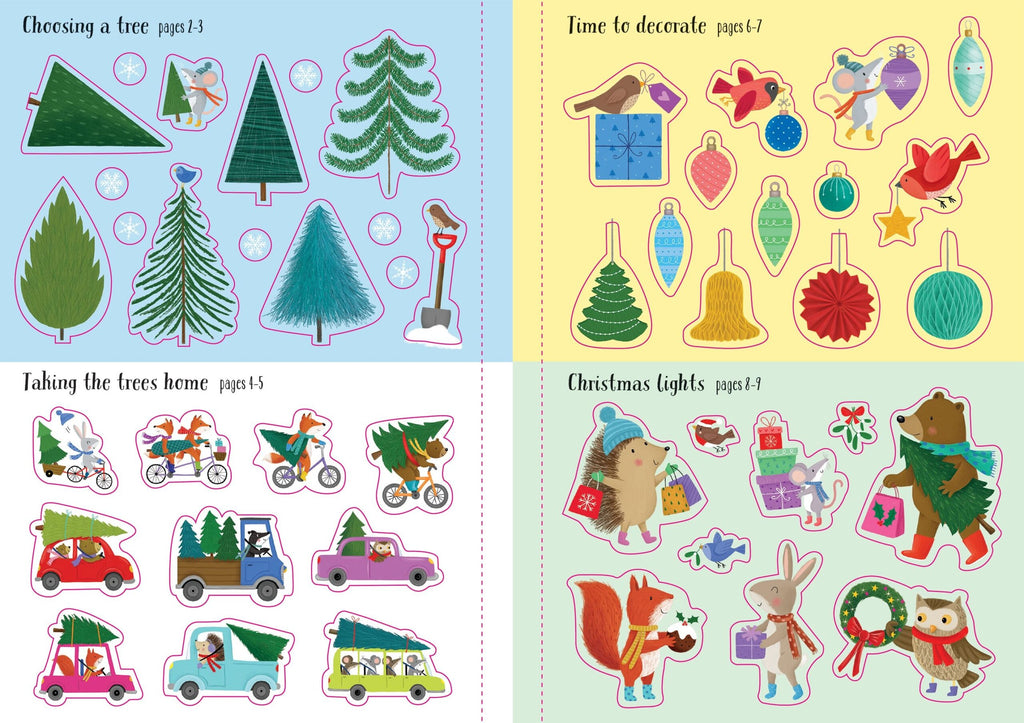Usborne – Sparkly Christmas Trees – Carte cu stickere pentru copii 3+ ani – carte pentru copii Usborne, preview pagini