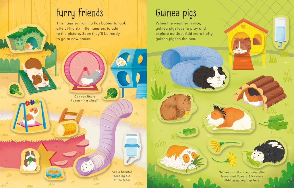 Usborne – First Sticker Book Pets – Carte cu stickere pentru copii 3+ ani – carte pentru copii Usborne, detalii conținut cu abțibilduri