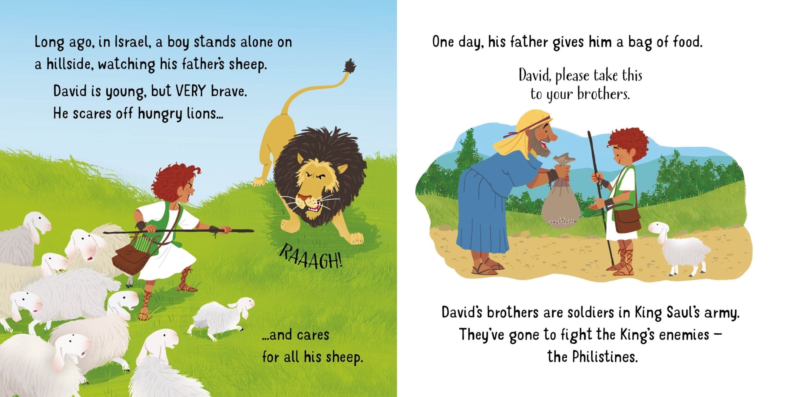 Usborne – David and Goliath – Carte pentru copii 18+ luni – carte pentru copii Usborne, pagini interior ilustrate