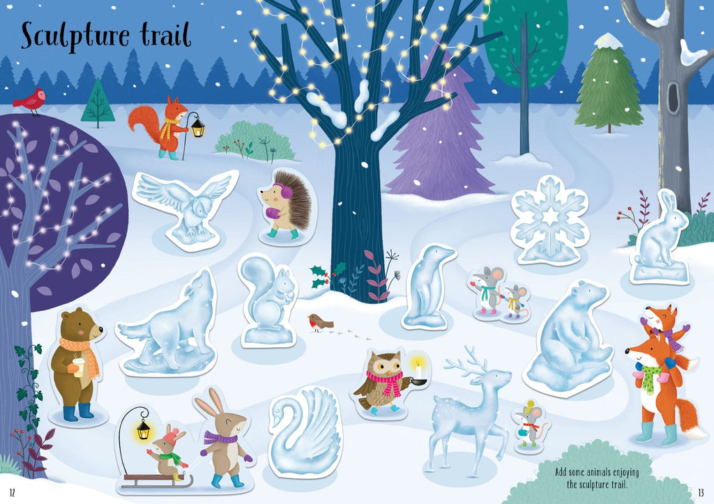 Usborne – Sparkly Winter Sticker Book – Carte cu stickere pentru copii 3+ ani – carte pentru copii Usborne, pagini interior ilustrate