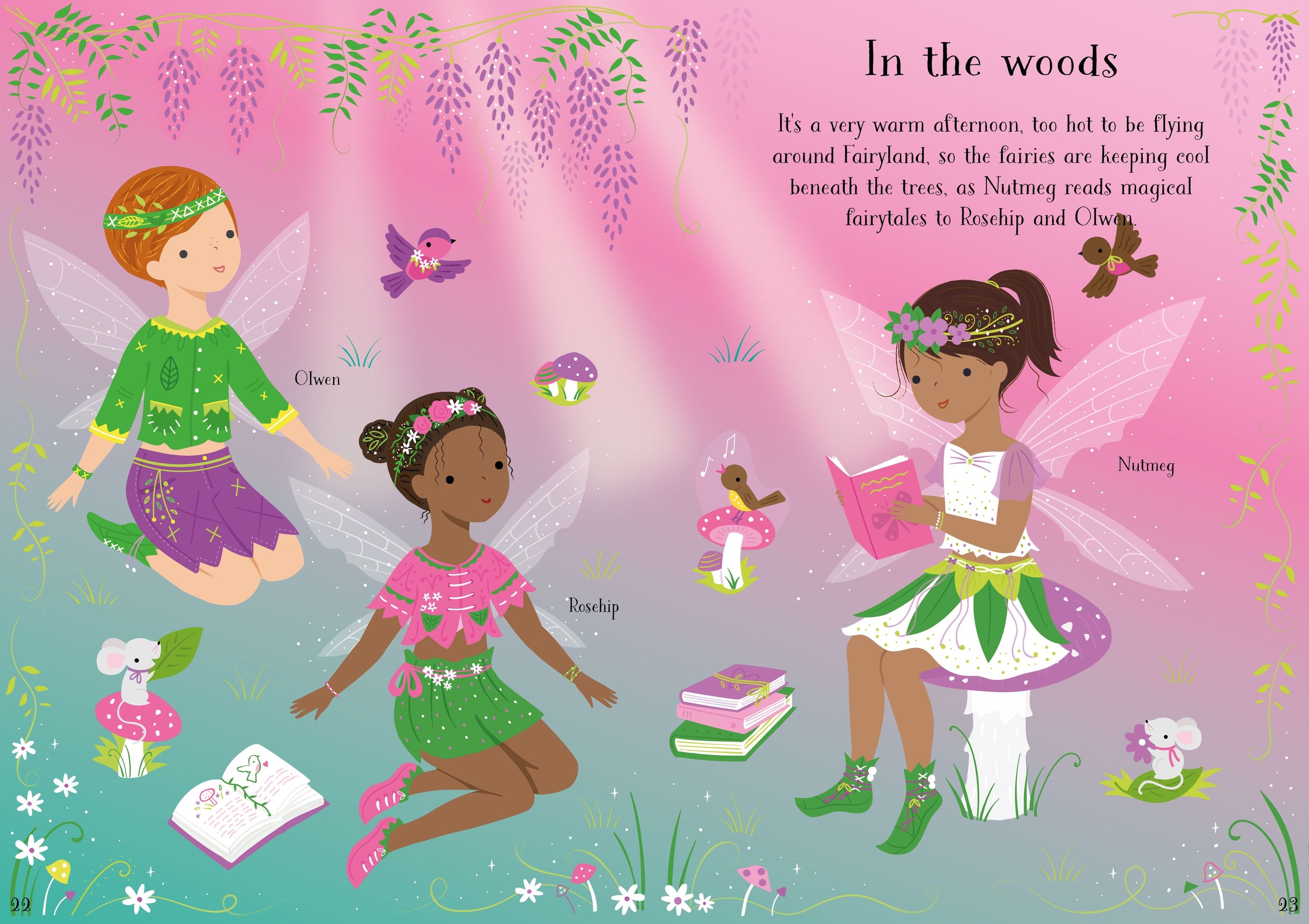 Usborne – Little Sticker Dolly Dressing Summertime Fairies – Carte cu stickere pentru copii 4+ ani – carte pentru copii Usborne, preview pagini