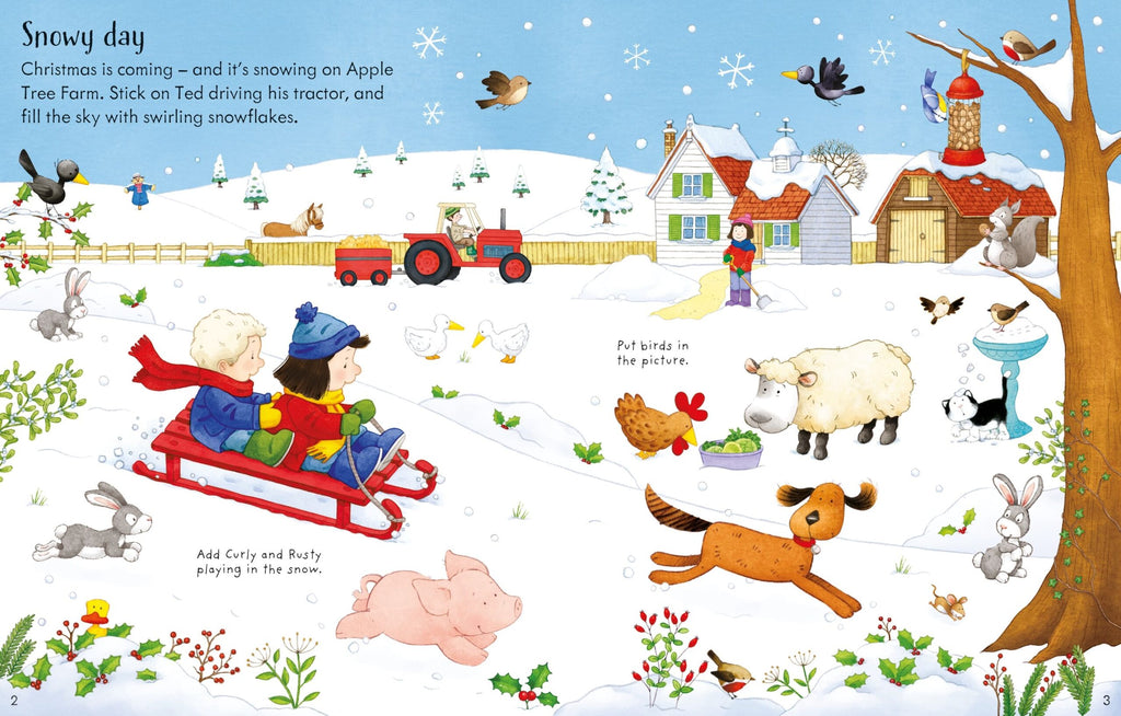 Usborne – Poppy and Sam's Christmas Sticker Book – Carte cu stickere pentru copii 3+ ani – carte pentru copii Usborne, detalii conținut cu abțibilduri