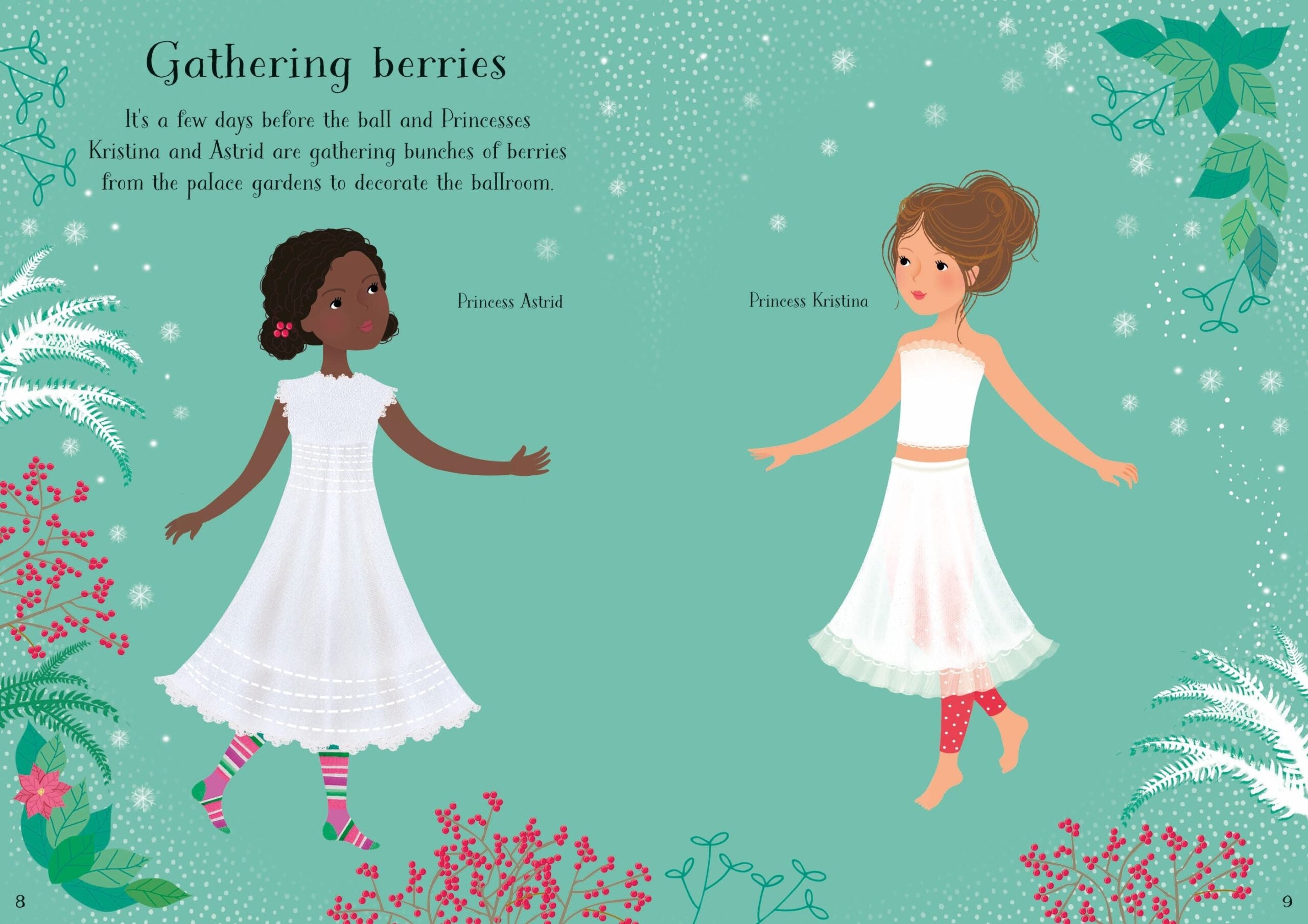 Usborne – Little Sticker Dolly Dressing Snow Princess – Carte cu stickere pentru copii 4+ ani – carte pentru copii Usborne, preview pagini