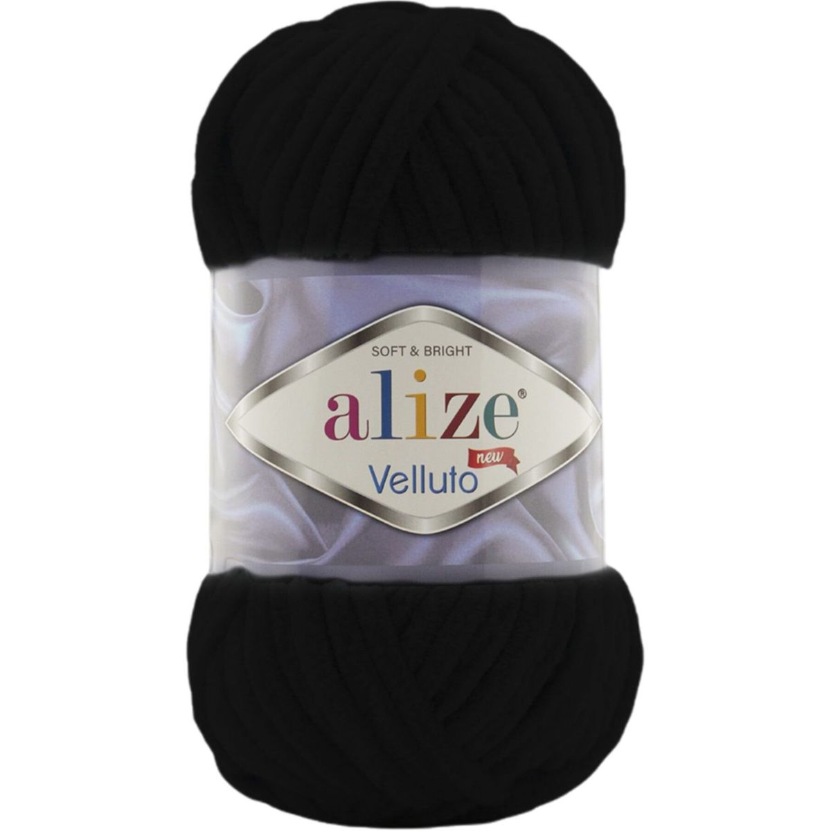 Ghem Alize Velluto 60, negru, fir catifelat de 100 g