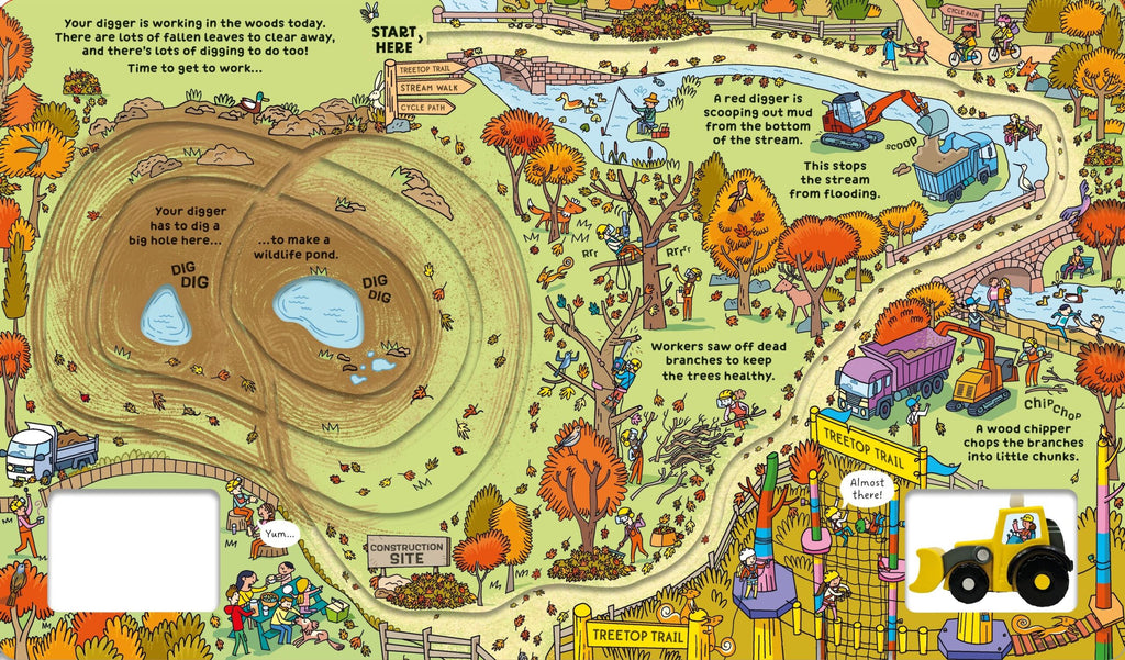 Usborne – Wind-up Digger – Carte cu jucărie pentru copii 3+ ani – carte pentru copii Usborne, preview pagini