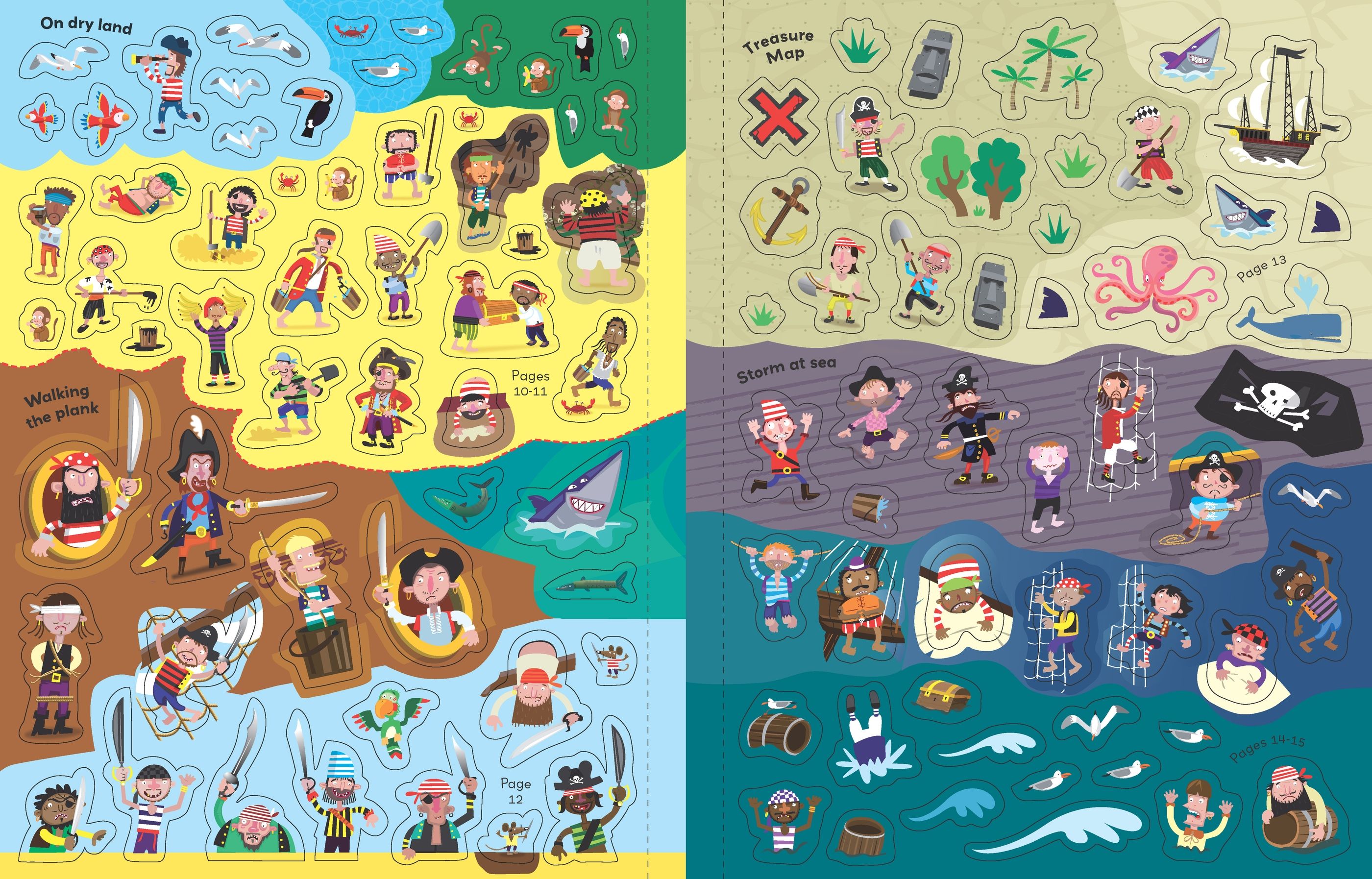 Usborne – Pirate Sticker Book – Carte cu stickere pentru copii 5+ ani – carte pentru copii Usborne, preview pagini