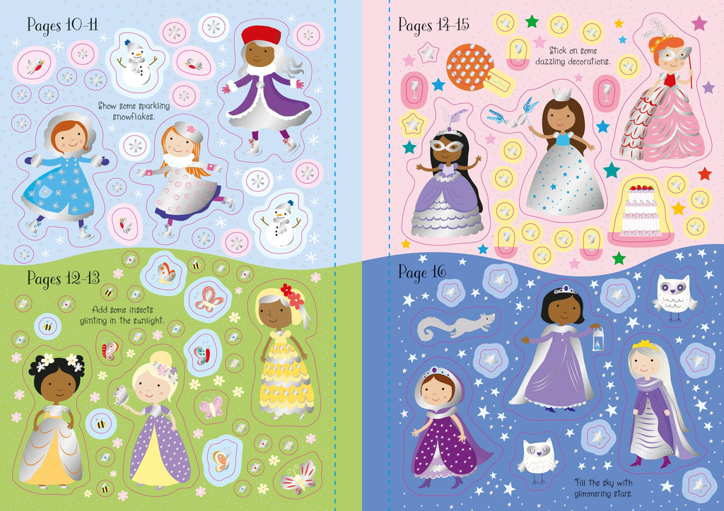 Usborne – Sparkly Princesses Sticker Book – Carte cu stickere pentru copii 3+ ani – carte pentru copii Usborne, preview pagini
