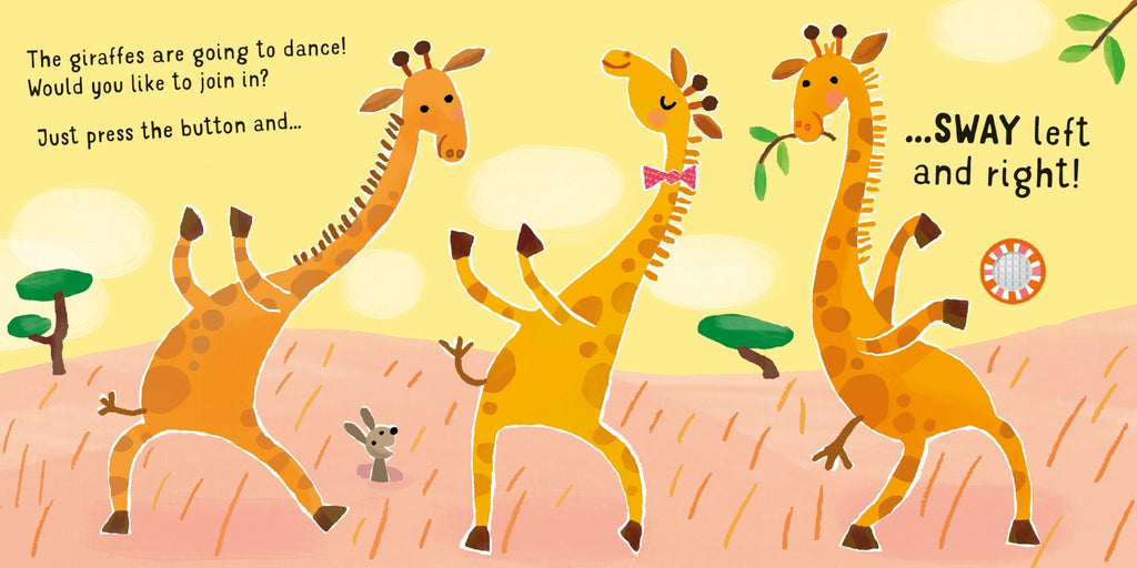 Usborne – Dance with the Giraffes – Carte cu sunete pentru copii 6+ luni – carte pentru copii Usborne, pagini interior ilustrate