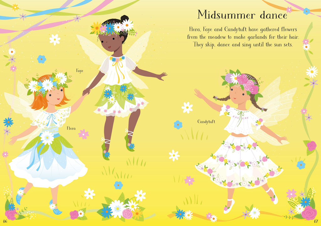 Usborne – Little Sticker Dolly Dressing Summertime Fairies – Carte cu stickere pentru copii 4+ ani – carte pentru copii Usborne, pagini interior ilustrate