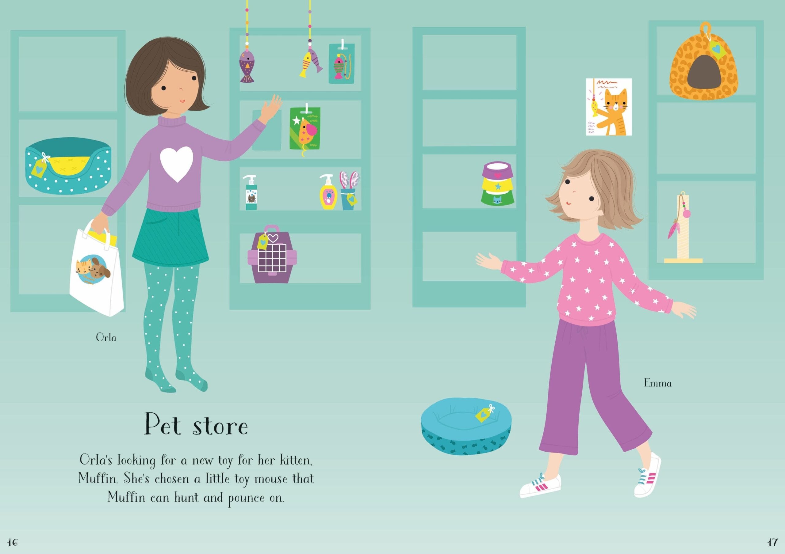 Usborne – Little Sticker Dolly Dressing Kittens – Carte cu stickere pentru copii 4+ ani – carte pentru copii Usborne, preview pagini