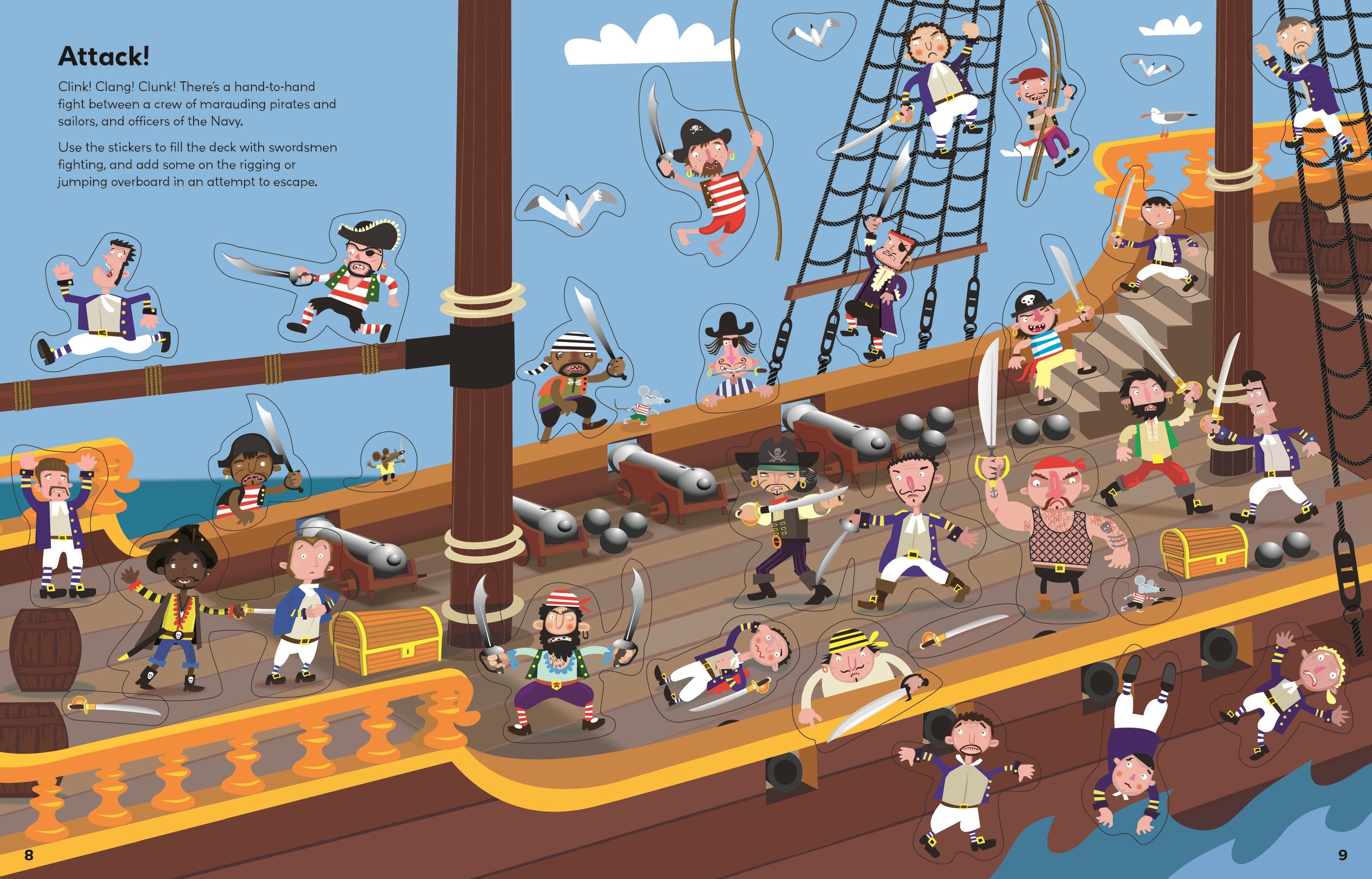 Usborne – Pirate Sticker Book – Carte cu stickere pentru copii 5+ ani – carte pentru copii Usborne, preview pagini