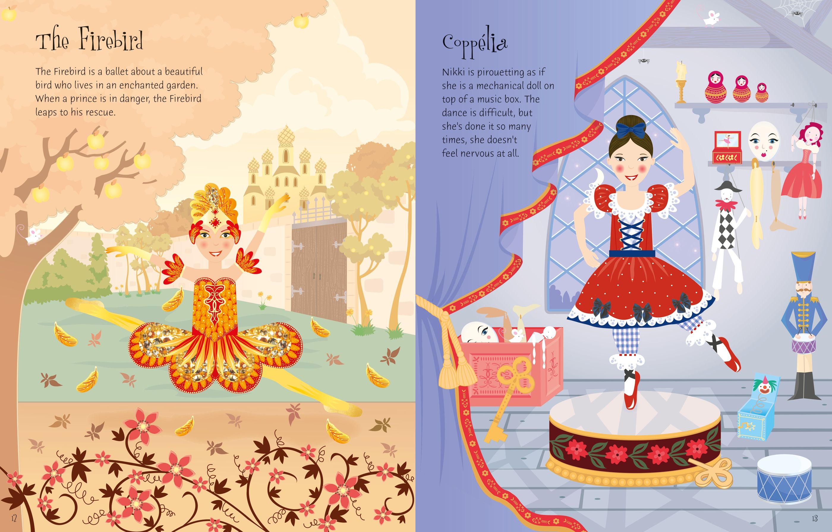 Usborne – Sticker Dolly Dressing Ballerinas – Carte cu stickere pentru copii 5+ ani – carte pentru copii Usborne, preview pagini