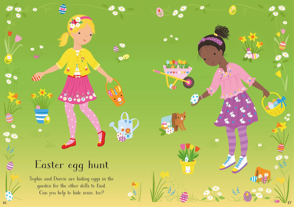 Usborne – Little Sticker Dolly Dressing Easter – Carte cu stickere pentru copii 4+ ani – carte pentru copii Usborne, preview pagini
