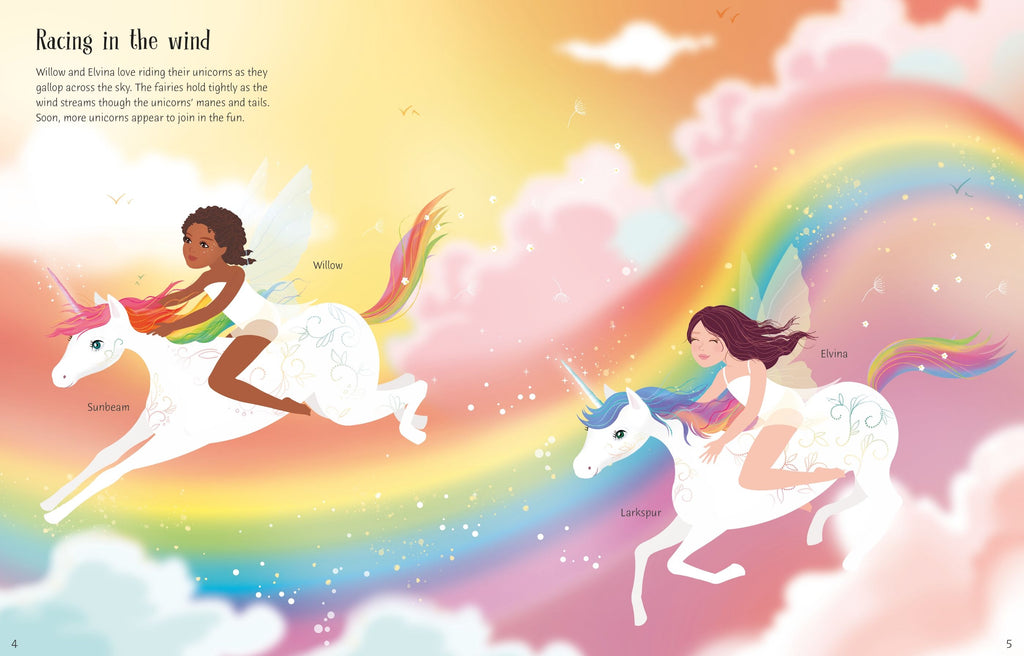 Usborne – Sticker Dolly Dressing Rainbow Unicorns – Carte cu stickere pentru copii 5+ ani – carte pentru copii Usborne, preview pagini