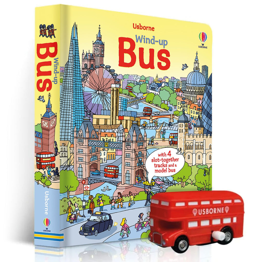 Coperta cărții „Wind-up Bus” – carte cu jucărie Usborne pentru copii 3+ ani