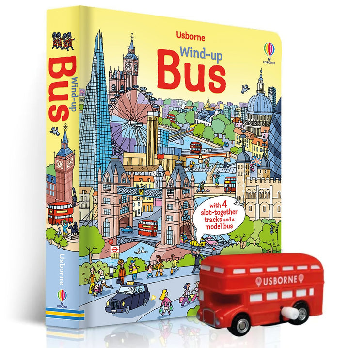 Coperta Wind-Up Bus, carte Usborne cu autobuz mecanic