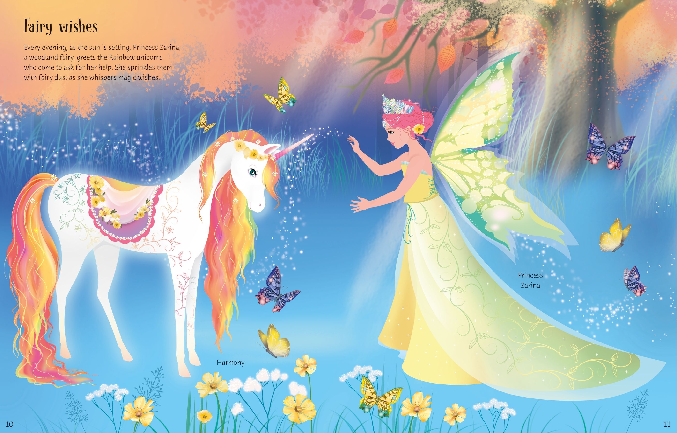 Usborne – Sticker Dolly Dressing Rainbow Unicorns – Carte cu stickere pentru copii 5+ ani – carte pentru copii Usborne, preview pagini