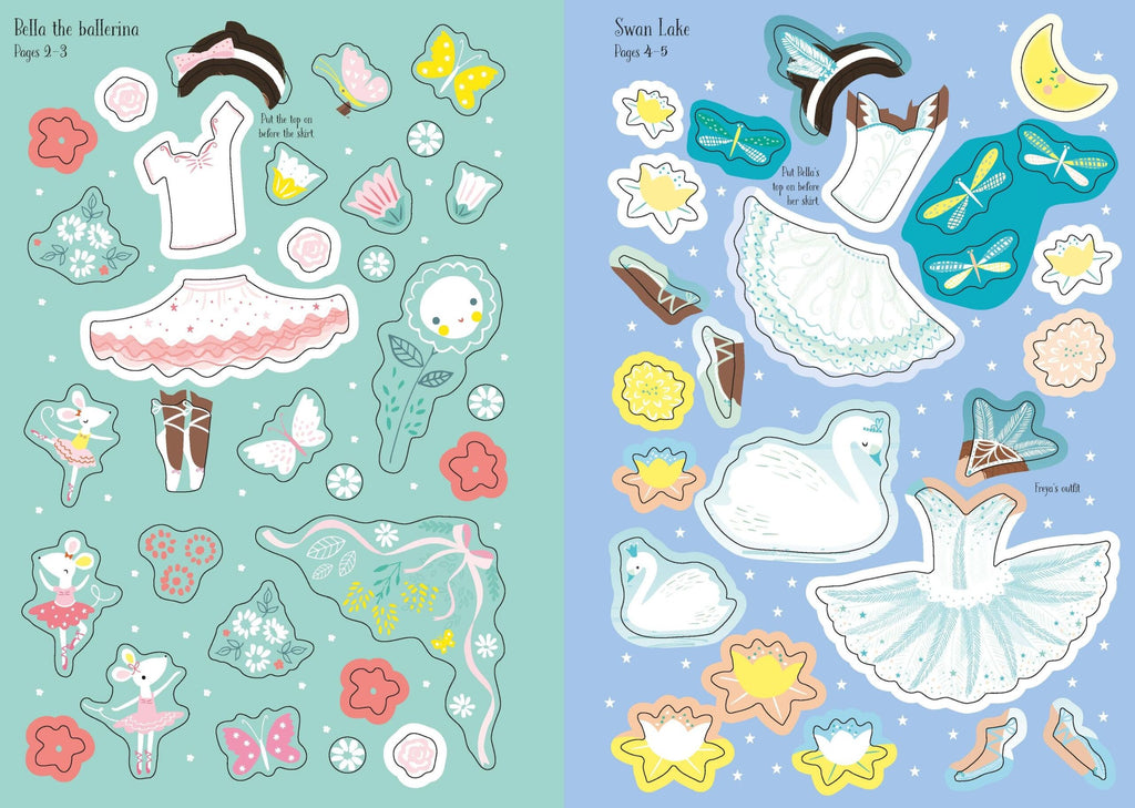 Usborne – Little Sticker Dolly Dressing Ballerina – Carte cu stickere pentru copii 4+ ani – carte pentru copii Usborne, preview pagini