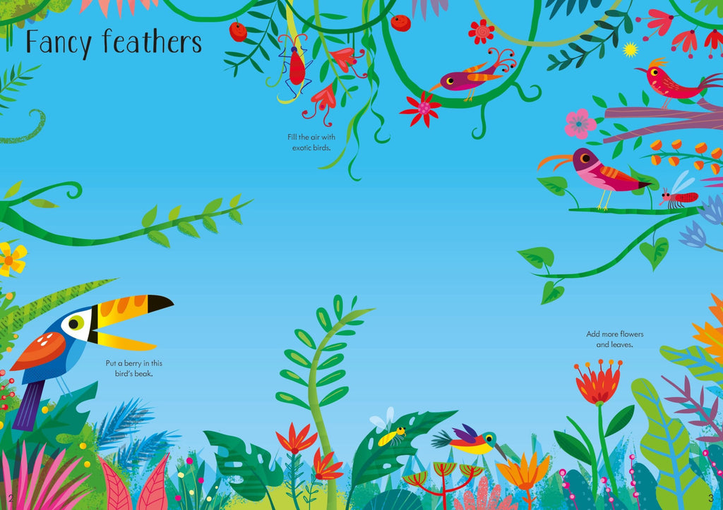 Usborne – Little First Stickers Jungle – Carte cu stickere pentru copii 3+ ani – carte pentru copii Usborne, preview pagini