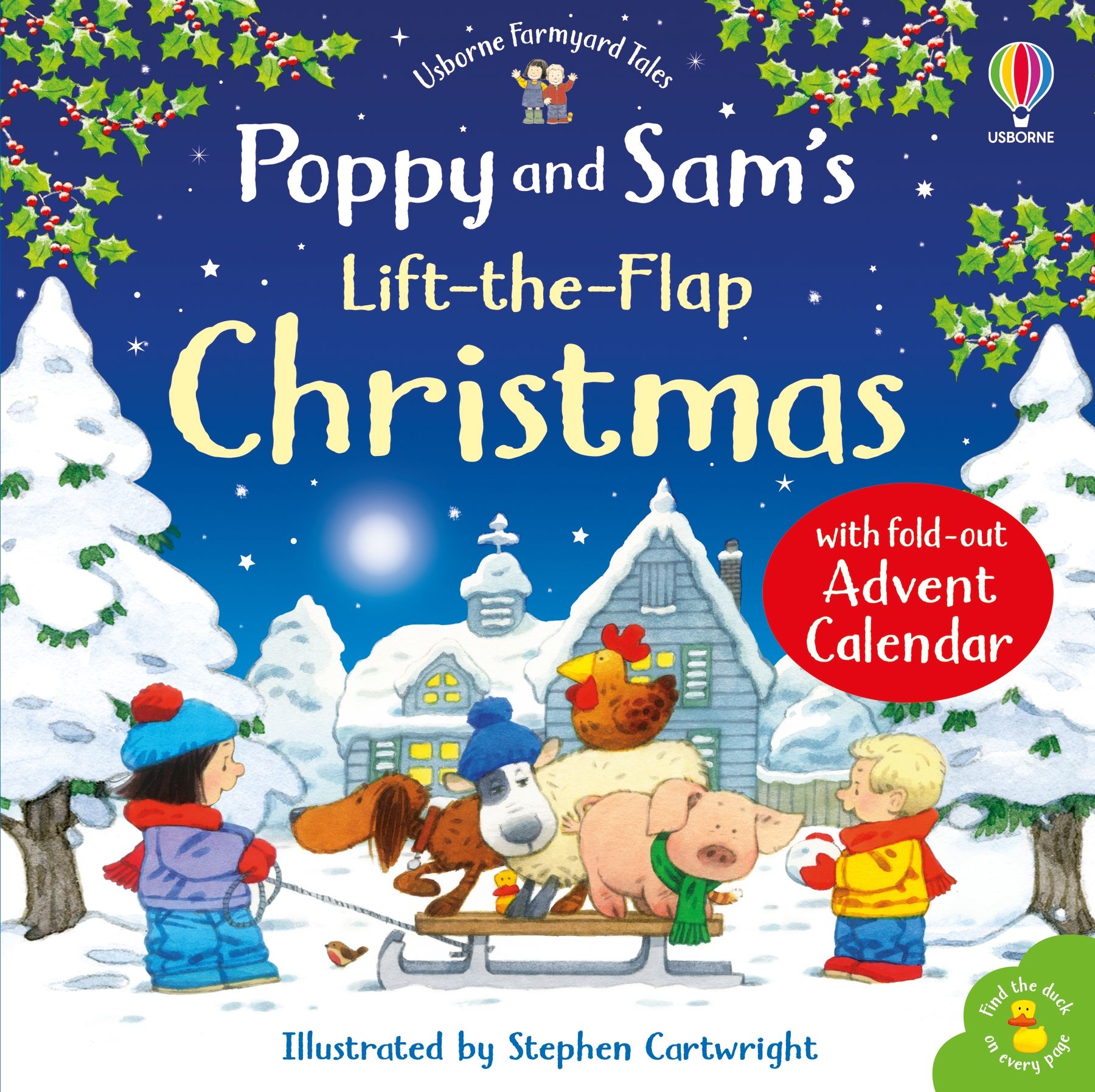 Usborne – Poppy and Sam's Lift-the-Flap Christmas with Advent Calendar – Carte cu clapete pentru copii 3+ ani – carte pentru copii Usborne, copertă