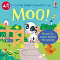 Usborne – Slider Sound Books Moo! – Carte cu sunete pentru copii 6+ luni – carte pentru copii Usborne, copertă