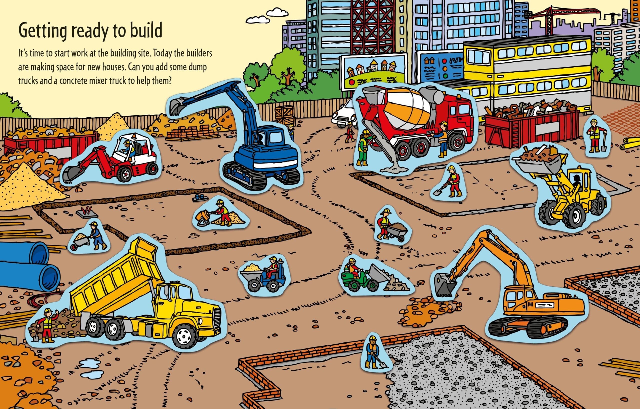 Usborne – First Sticker Book Big Machines – Carte cu stickere pentru copii 3+ ani – carte pentru copii Usborne, detalii conținut cu abțibilduri