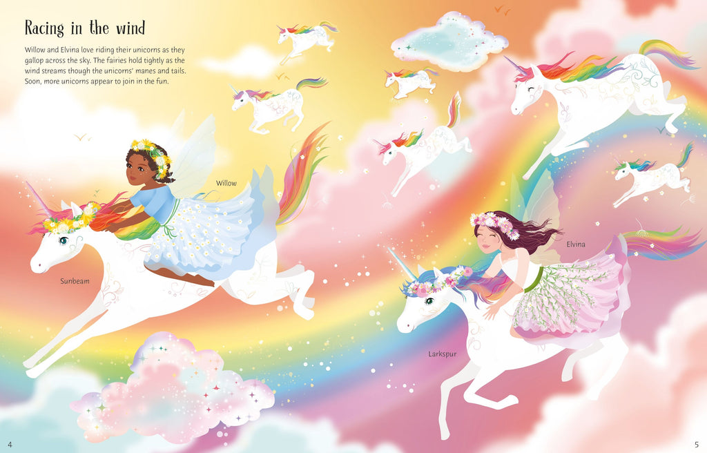 Usborne – Sticker Dolly Dressing Rainbow Unicorns – Carte cu stickere pentru copii 5+ ani – carte pentru copii Usborne, preview pagini