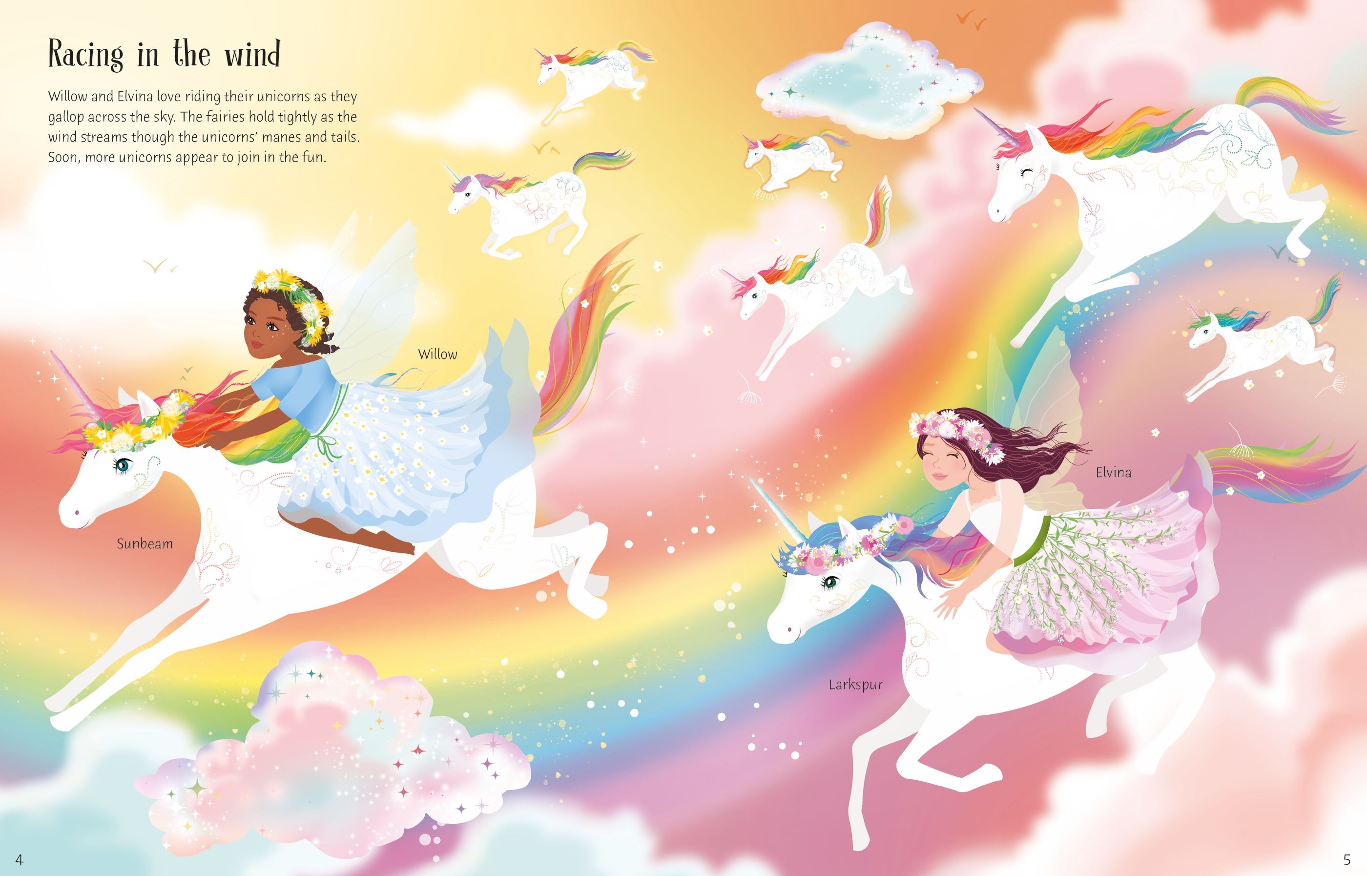Usborne – Sticker Dolly Dressing Rainbow Unicorns – Carte cu stickere pentru copii 5+ ani – carte pentru copii Usborne, preview pagini