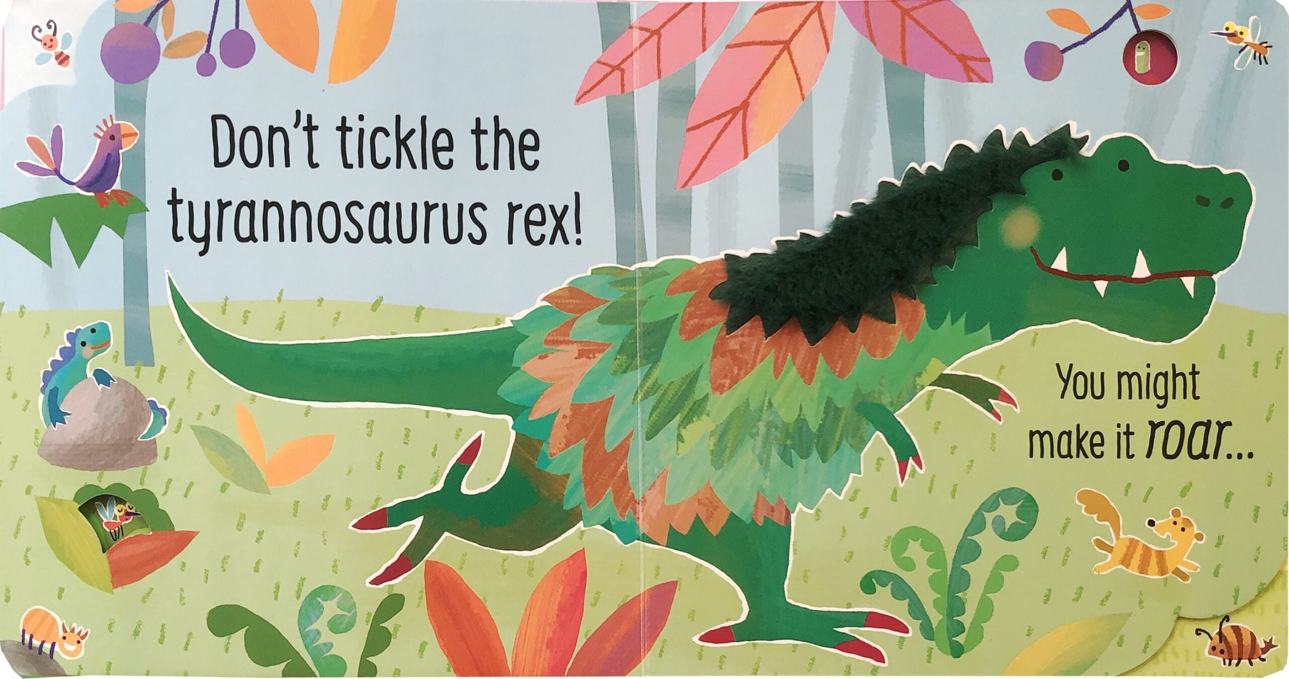 Usborne – Don't Tickle the Dinosaur! – Carte cu sunete pentru copii 6+ luni – carte pentru copii Usborne, pagini interior ilustrate