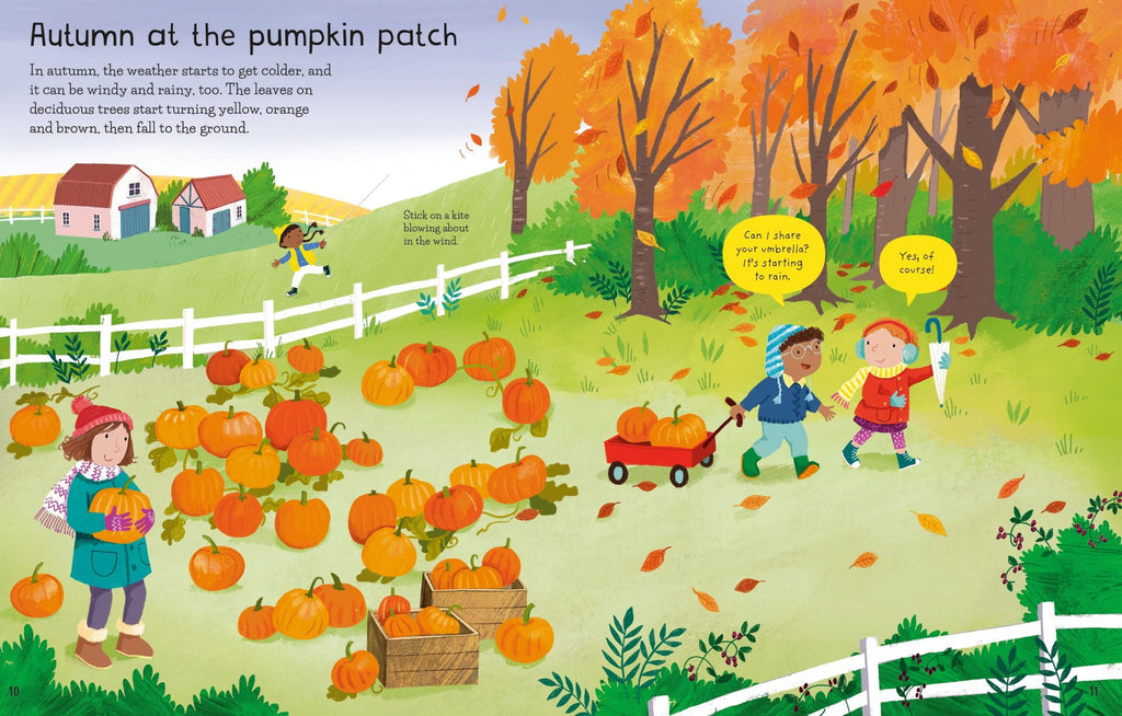 Usborne – First Sticker Book Weather and Seasons – Carte cu stickere pentru copii 3+ ani – carte pentru copii Usborne, pagini interior ilustrate
