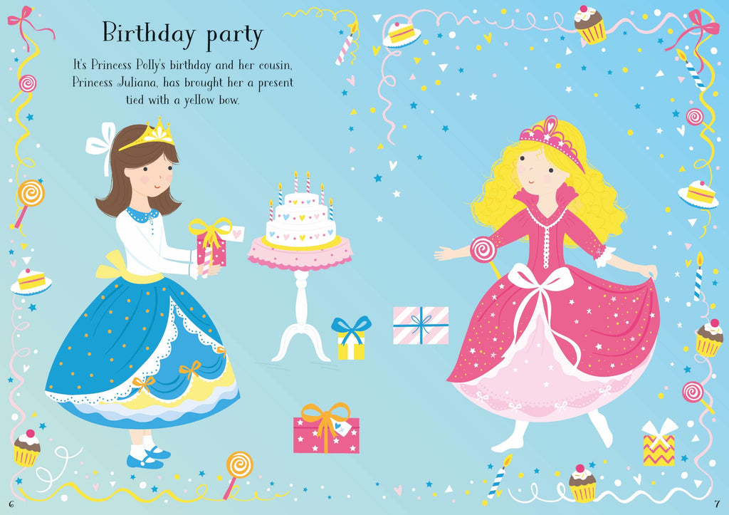 Usborne – Little Sticker Dolly Dressing Princess – Carte cu stickere pentru copii 4+ ani – carte pentru copii Usborne, preview pagini
