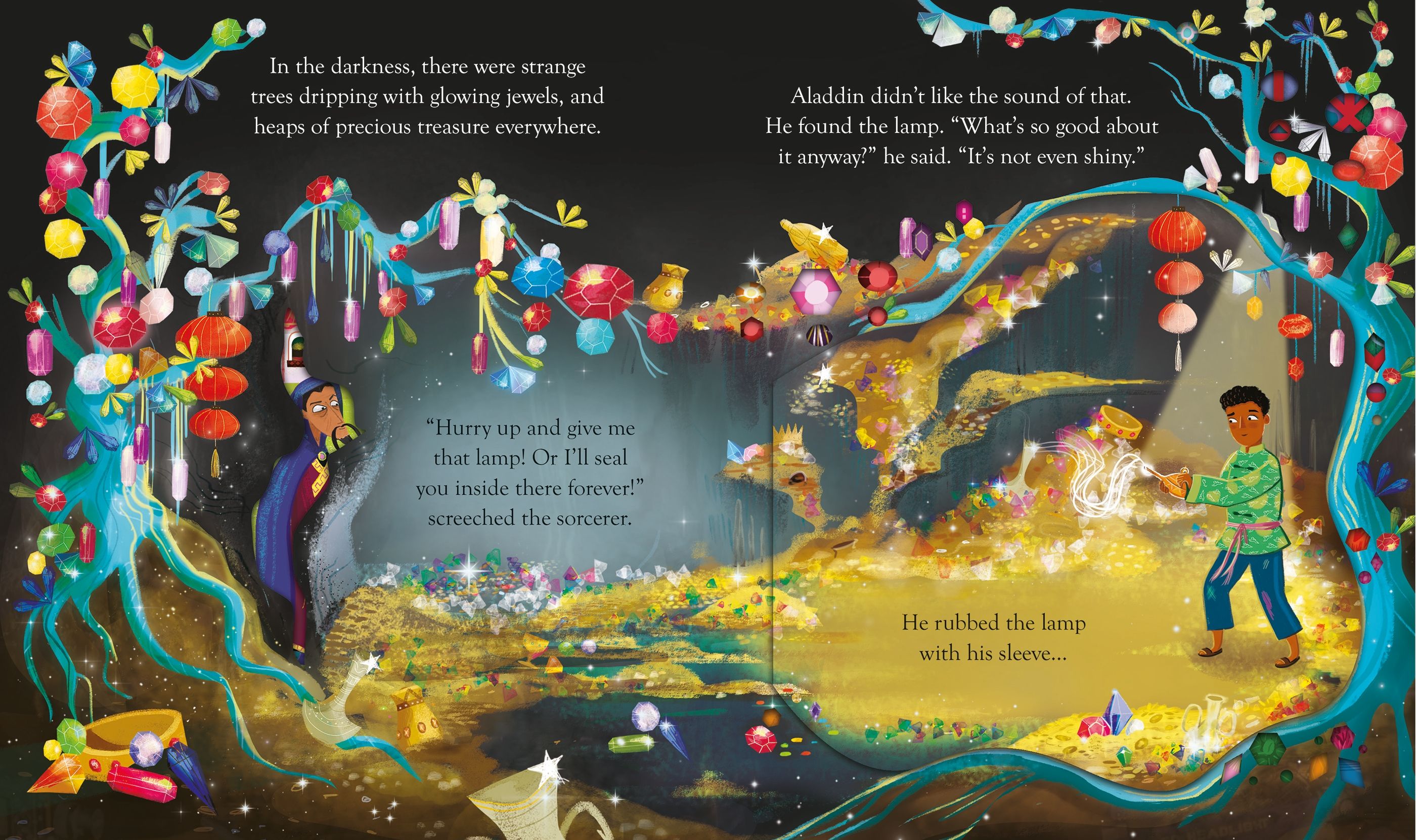 Usborne – Peep Inside a Fairy Tale Aladdin – Carte cu clapete pentru copii 3+ ani – carte pentru copii Usborne, detalii conținut