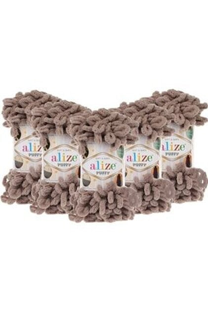 Set 5 bucăți fir cu bucle Alize Puffy 1060 – Negru cărbune