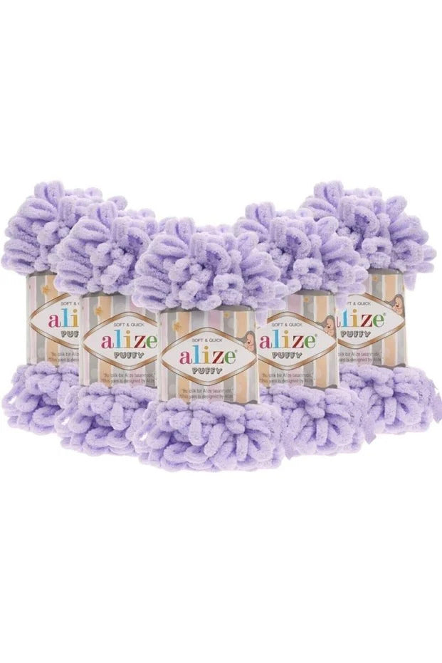 Set 5 bucăți fir cu bucle Alize Puffy 146 – Lavandă