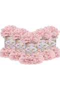 Set 5 bucăți fir cu bucle Alize Puffy 161 – Roz pudrat